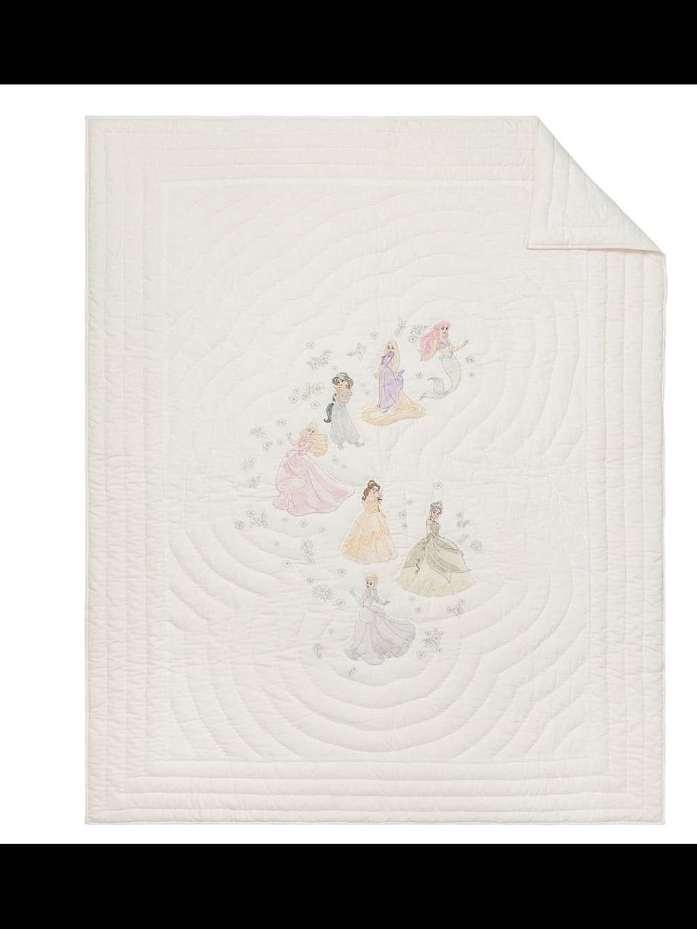 Pottery Barn Kids Cream Quilt with Pastel Princess Embroidery ( COMFORTER ONLY)